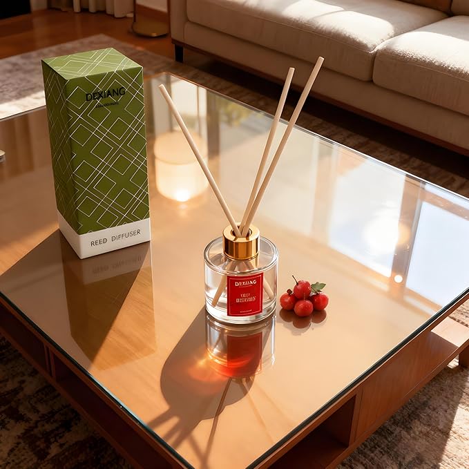 Reed Diffuser Set - 3.38 fl oz （100ml） Red Berries Home Fragrance Reed Diffuser for Bathroom Shelf Decor 6 Reed Stick
