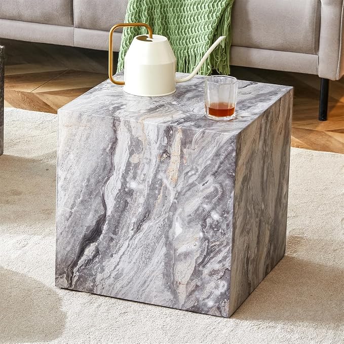 Side Table, End Table Living Room Table, Modern Sofa Couch Table, Faux Marble End Table, Bedside Table Nightstand for Small Spaces, Bedroom