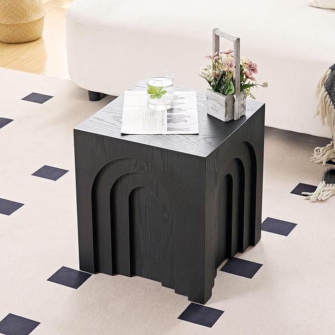 15.74'' Square Coffee Table for Living Room, Minimalist Coffee Table Modern Coffee Table, Tea Table Side Table End Table Small Coffee Table Accent Table Bedside Table for Apartment Office,Black