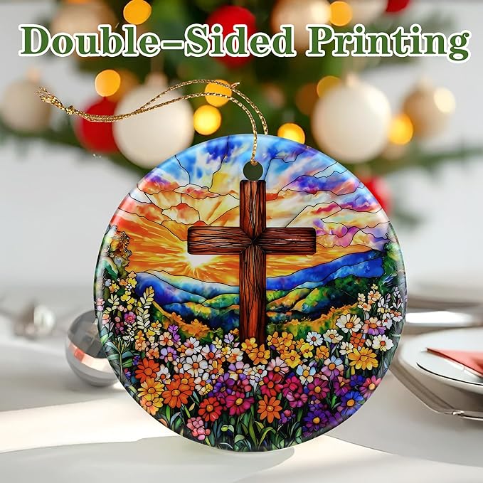 Cross Ornament: Christmas Ornaments, Religious Christmas Decorations for Tree, Catholic Ornament & Christian Holiday Decor | Religious Cross Gifts, Christian Gifts - Design A