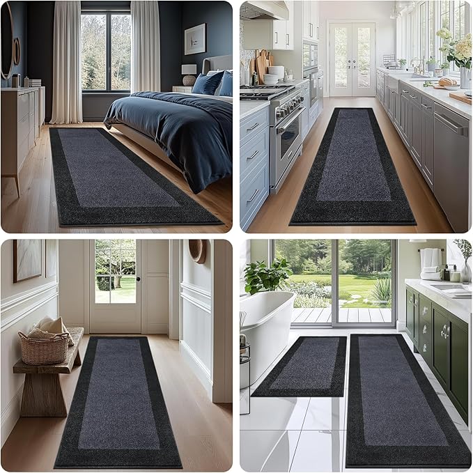 Machine Washable Kitchen Rug 24" x 96", Non Slip Kitchen Mat for Floor, Absorbent Entrance Runner Rug for Bedroom, Hallway, Bathroom, Door (Roll Packing)