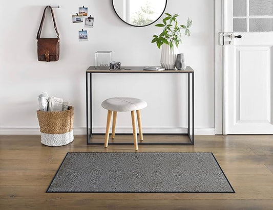 Wash and Dry Monotone Rug, Smokey Mount Non-Slip Washable Doormat 29.5x47 in (Large)