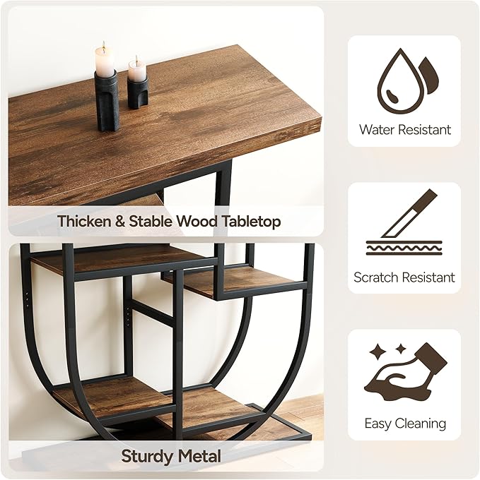 Modern Console Table for Entryway with Storage: 41.3 Inch Wood Sofa Tables for Living Room - Narrow Farmhouse Accent Desk for Home Decor