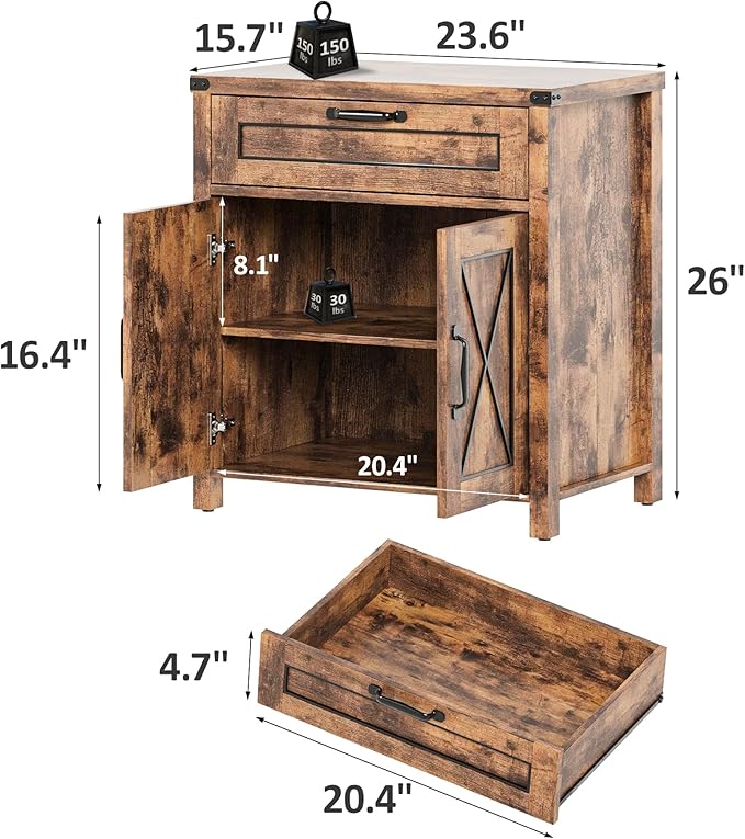 Maupvit End Table, Farmhouse End Table Narrow Side Table for Living Room, Sofa Side Table with Drawer and Storage Cabinet, Small Nightstand for Bedroom (Retro-Fire 2)