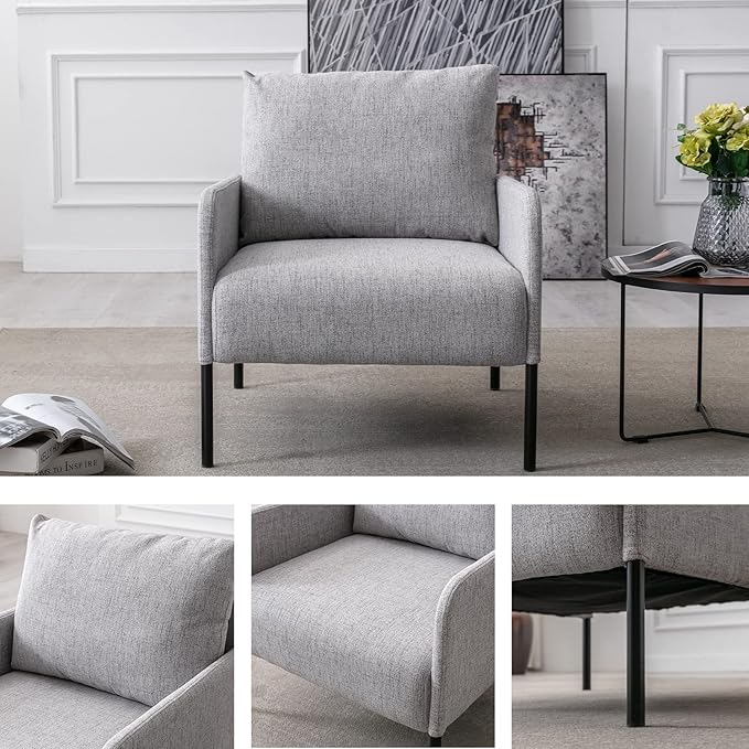Kmax Fabric Single Sofa Couch Modern Accent Chair for Living Room Small Space, Apartment, Bedroom, Dorm, Office - Grey