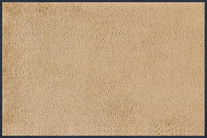 Wash and Dry Monontone Rug, Sahara Tan Non-Slip Washable Doormat 24x35 in (Medium)