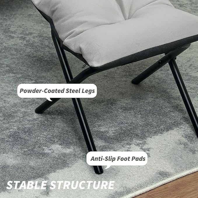 HOMCOM Modern Lazy Chair with Ottoman, Fabric Lounge Accent Chair, Leisure Sofa Armchair with Armrests, Side Pockets, Upholstered Reading Chair and Footstool Set for Living Room, Bedroom, Light Gray