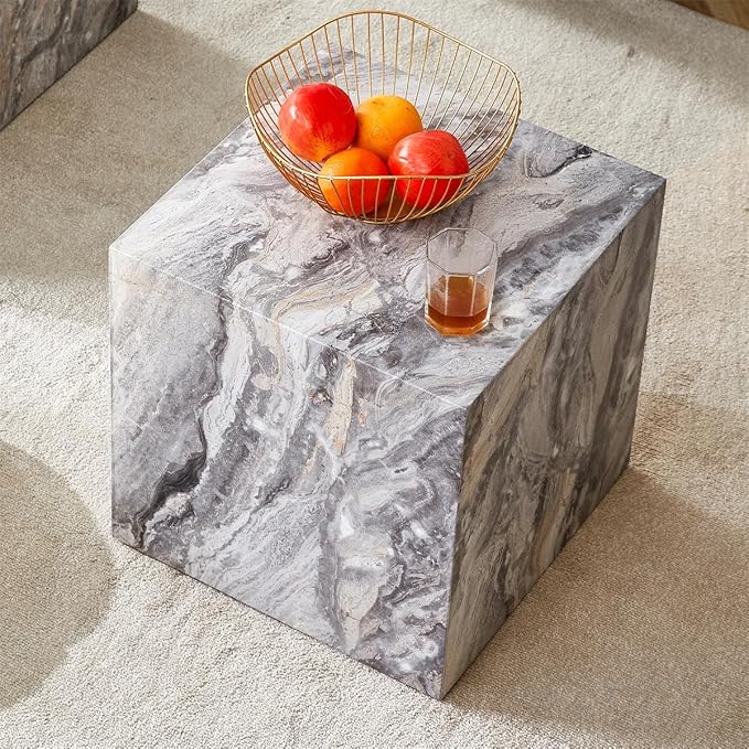 Side Table, End Table Living Room Table, Modern Sofa Couch Table, Faux Marble End Table, Bedside Table Nightstand for Small Spaces, Bedroom