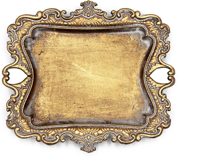 Vintage Small Gold Ring Dish, Birthday & Wedding Gifts for Women，Wedding Ring Tray - 5.3 x 4.5 inches