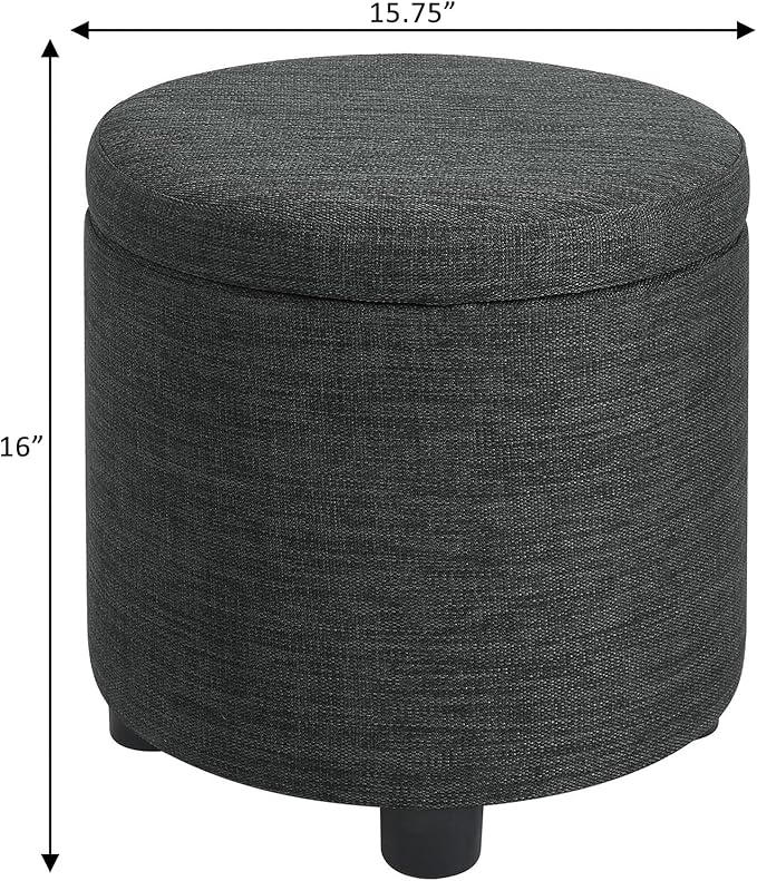 Designs4Comfort Round Accent Storage Ottoman with Reversible Tray Lid