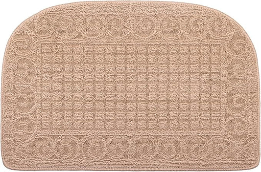 VANZAVANZU Half Round Kitchen Rug, Anti Fatigue Mat, Made of 100% Polypropylene, Non-Slip, Dirt-Resistant, Absorbent, Machine Washable, 27" x18" (Beige)