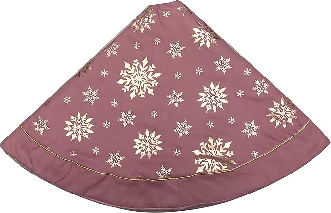 Flash World 48 Inch Large Christmas Tree Skirt Xmas Soft Cover Mat Decor Snowflake Collar Farmhouse Tree Skirt for Holiday Ornaments Party Home Indoor Decorations (Pink—Three Cotton Layer, 48INCH)