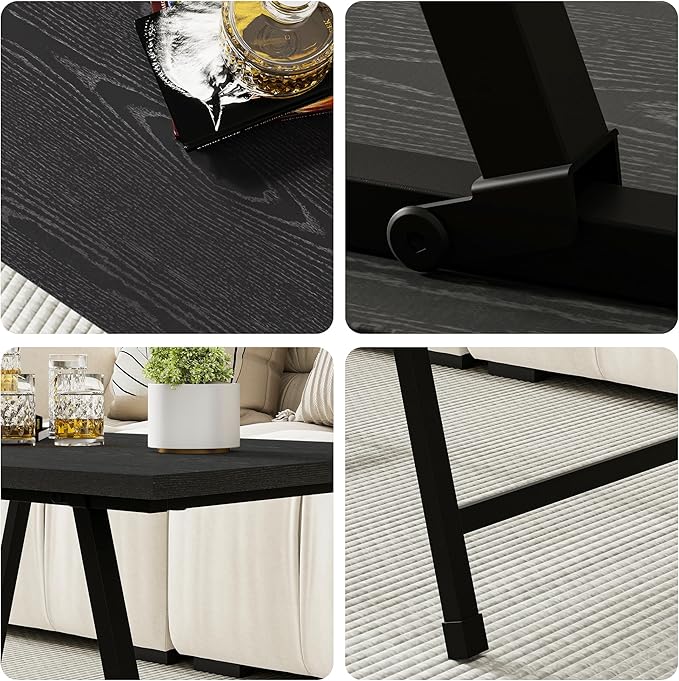 Rectangular Folding Coffee Table - Modern Space-Saving Foldable Coffee Table for Living Room, Durable and Lightweight Design, Easy to Assemble, Perfect for Small Spaces