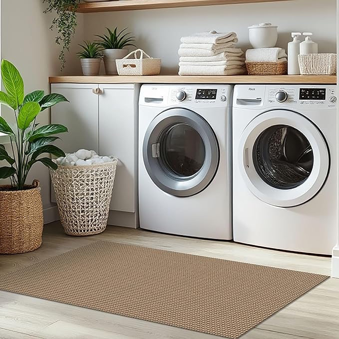 IOHOUZE Washable Runner Rug 2x5 Non Slip Rubber Backed Runners for Hallways Entryway Runner Indoor, Throw Rug Woven Cotton Floor Carpet for Hall Entrance Bedroom, Orange/Tan/Brown