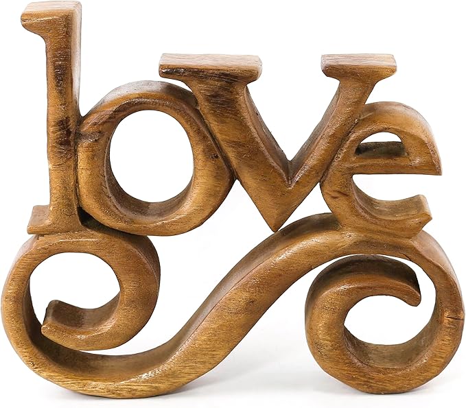Decozen Gifts for Mom - Wooden Love Letters Sculpture - Mother's Day Birthday Gifts, Home, Office, Living Room, Shelf, Fireplace, Farmhouse, Tabletop, Boho and Mantle Decor - Mothers Day Decorations