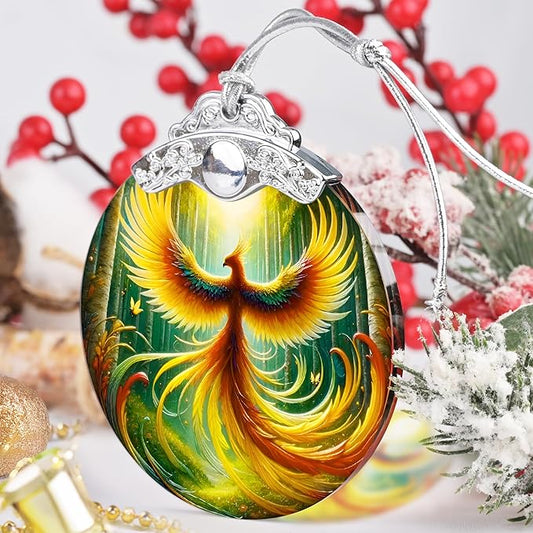 Phoenix Stained Glass Hanging Ornament - Christmas Tree Decoration, Holiday Home Decor, Gift Exchange Idea - Phoenix in Full Wings
