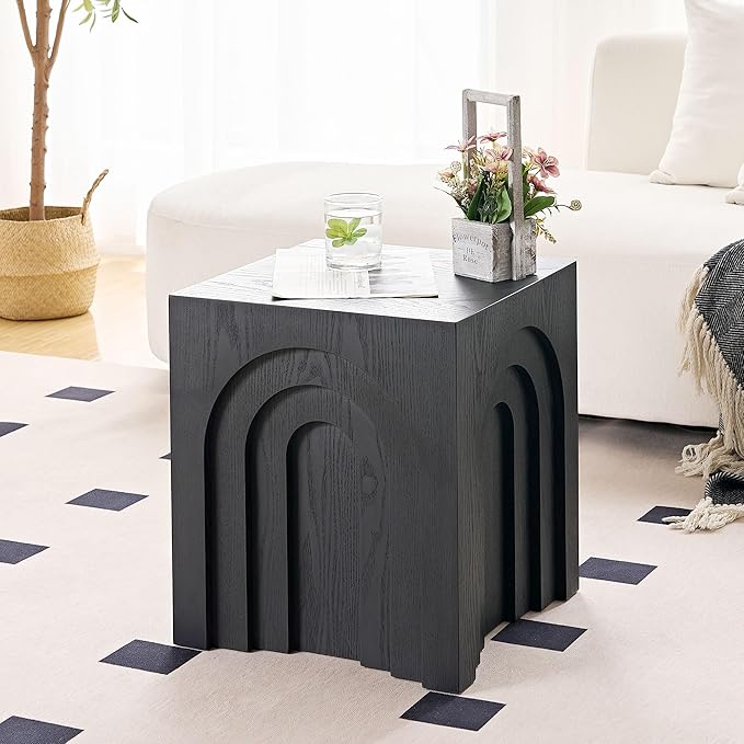 15.74'' Square Coffee Table for Living Room, Minimalist Coffee Table Modern Coffee Table, Tea Table Side Table End Table Small Coffee Table Accent Table Bedside Table for Apartment Office,Black