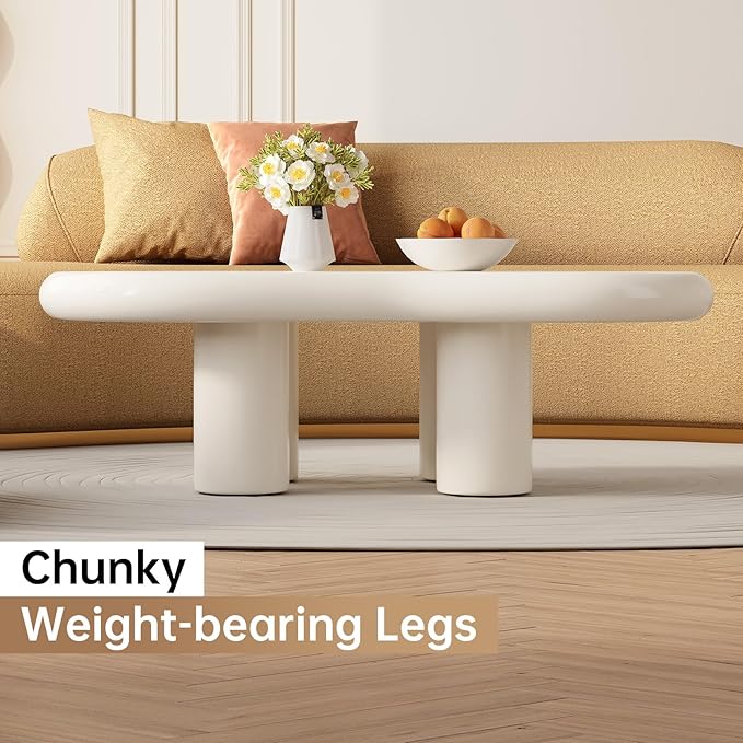 Guyii Cloud Coffee Table, Cute Coffee Tables, Upgraded White Modern Tea Table, Irregular Indoor End Tables for Living Room, Free Shape Center Table with 4 Legs, 46.06 Inches