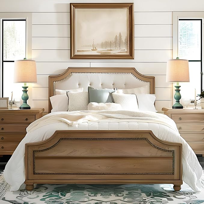 PARTPHONER Traditional Table Lamp Set of 2, Rustic Farmhouse Table Lamps for Living Room Bedroom, 22" Bedside Desk Lamps Vintage Nightstand Lamps with Linen Shades, Green