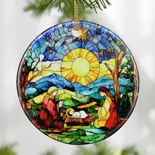 Nativity Scene Ornament: Christmas Ornaments, Religious Christmas Decorations for Tree, Catholic Ornament & Christian Holiday Decor | Religious Gifts, Christian Gifts - Design F