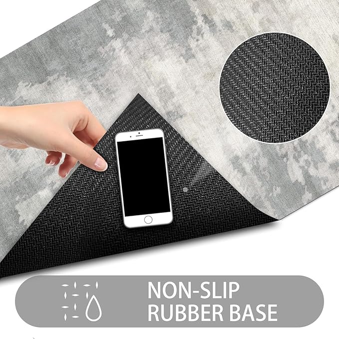 Ultra Thin Door Mat Indoor Entrance, 1/10 in Thin Door Mats for Inside Entry, Non-Slip Rubber Backing Washable Doormat, Fade Resistant, Absorbent, Low Profile Dirt Trapper, 35"X24",Distressed