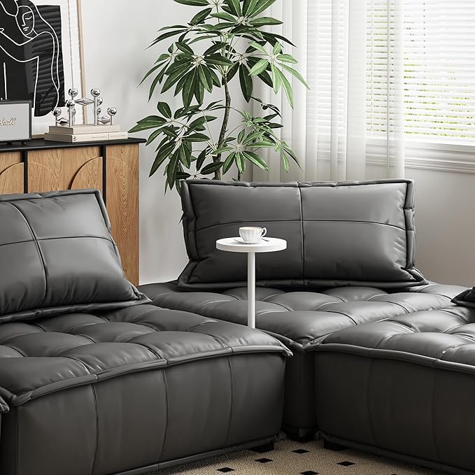 TUTOTAK Tall Round Side Table, Small End Table, Set of 2, Beside Table, Drink Table, Pedestal Side Table, livingroom, White TB01BW0652