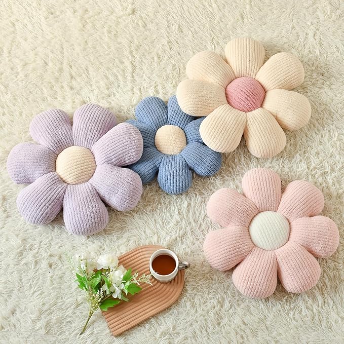 Xuyier Flower Shaped Throw Pillow,Soft Daisy Pillow with Decorative Pillows for Bed Couch Chair Floor, Flower Plush Pillows for Living Room Bed Room Seat Cushion(19.6" Lavender)