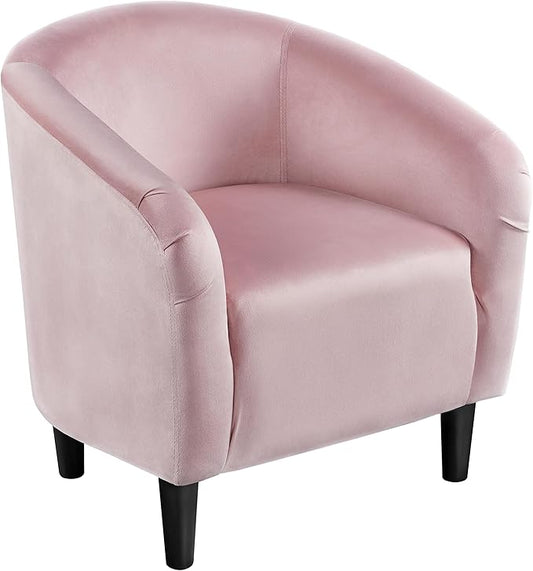Yaheetech Accent Barrel Chair, Boucle Fabric Club Chair, Furry Sherpa Elegant Armchair with Cozy Soft Padded, Suitable for Living Room Bedroom Reception Room Office, Pink