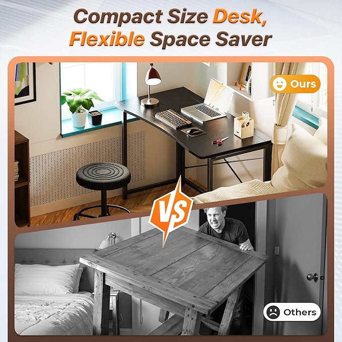 Huuger Folding Desk for Small Spaces, 39.3 Inch Foldable Computer Table, for Home Office, Study, Bedroom, Dorm, Space Saving, Small Writing Work Office Computer Desk, Easy to Fold, Black