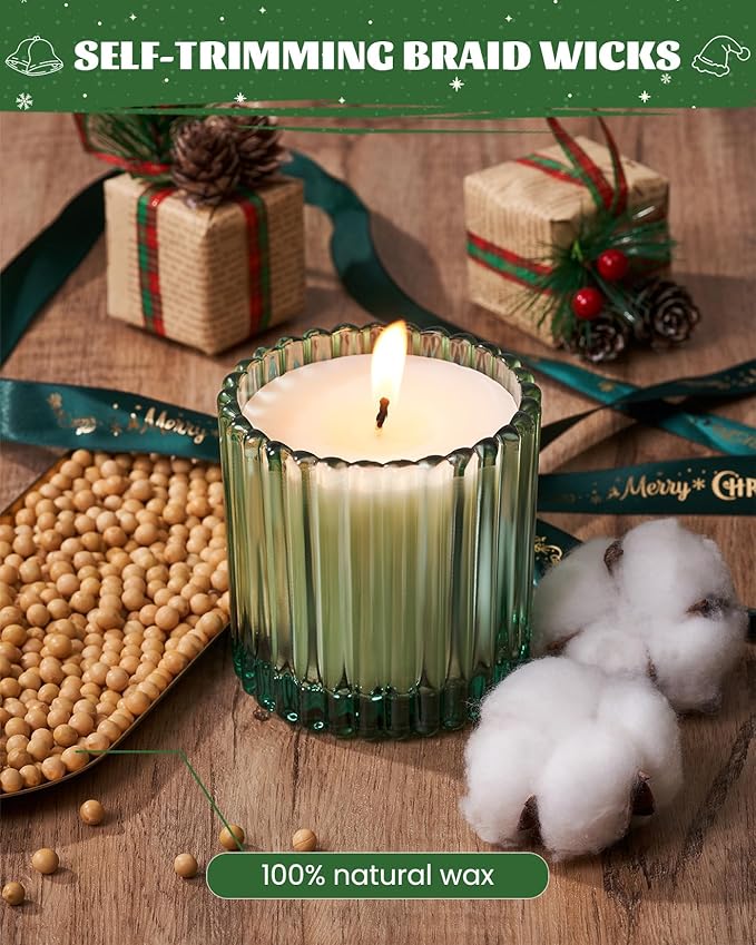 M&SENSE Holiday Pine Scented Soy Candles, Christmas Tree Jar Candle, Winter Candle Gifts for Home Decor, Up to 60 Hours Burning, Natural Soy Wax Relaxing Aromatherapy Candle