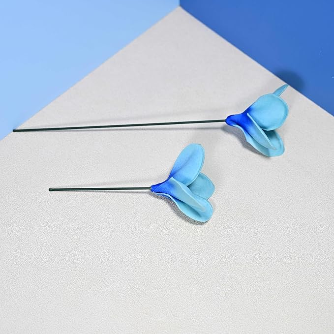 Birthday Gifts for Women 10pcs Gradient Turquoise Flowers PU Real Touch Flowers Hawaiian Plumeria Frangipani Artificial Flowers for DIY Birthday Gifts Wedding Gifts Home Decor Table Centerpiece