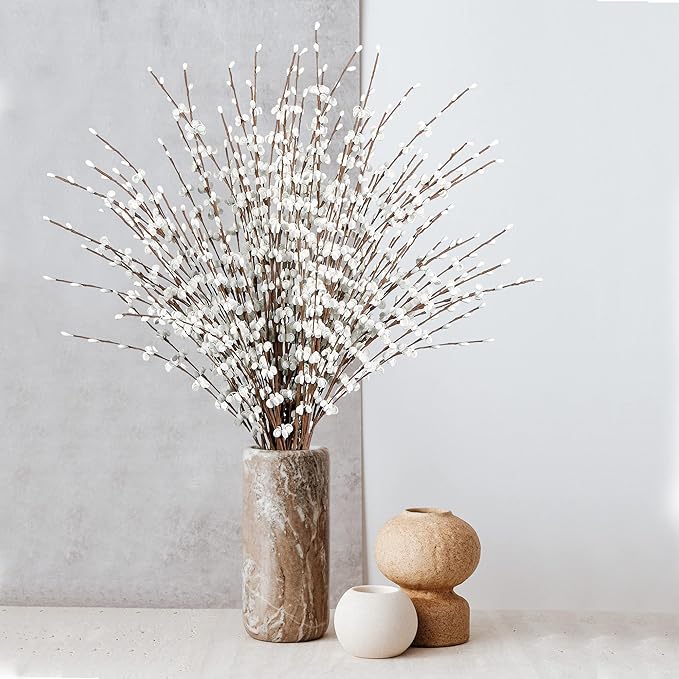 Sggvecsy 10 Pcs 29.5’’ Long Artificial Jasmine Flowers Tall Fake Flower Bouquet Faux Jasmine Plants Dry Branches for Wedding Home Party Office Hotel Restaurant Kitchen Decoration（White）