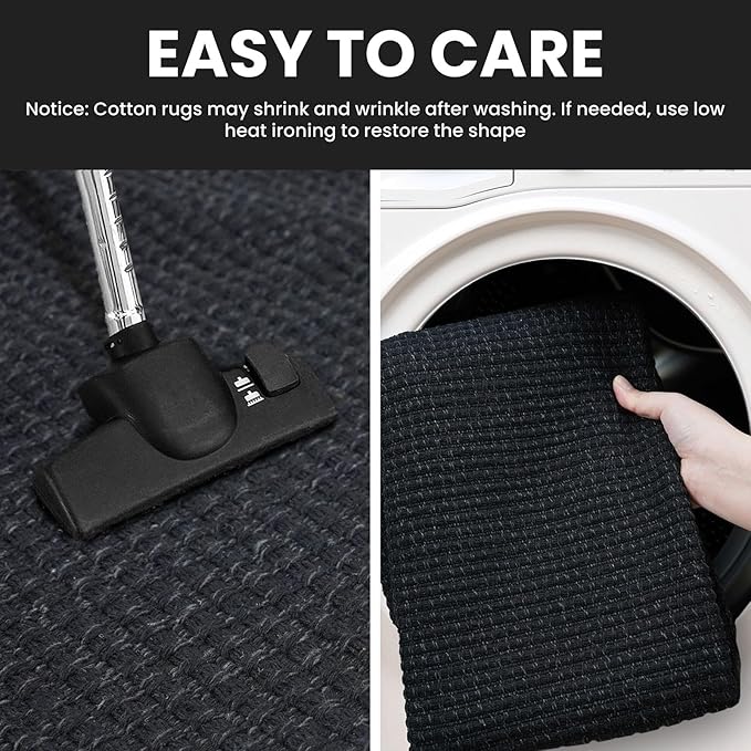 IOHOUZE Washable Exrea Long Hallway Runner Rug 3x20 Non Slip Rubber Backed Kitchen Runner Entryway Runner Indoor, Woven Rugs Floor Carpet for Kitchen Hall Entryway Stair, Black/Grey