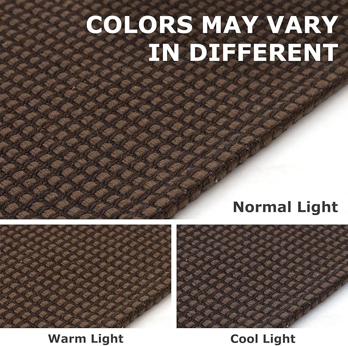 IOHOUZE Washable Runner Rug 3x10 Non Slip Rubber Backed Long Hallway Runner Entryway Runner Indoor, Kitchen Rugs Woven Cotton Floor Carpet for Hall Entrance, Brown