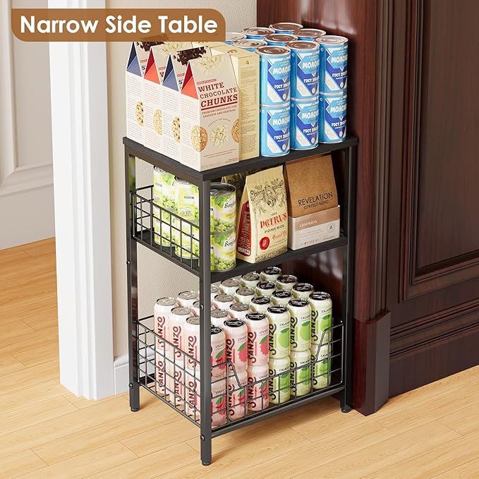 X-cosrack Side Table, Small End Table Record Player Stand with Storage, Vinyl Record Storage Night Stand for Living Room, Bedroom,Office(Patent Pending)(Black)