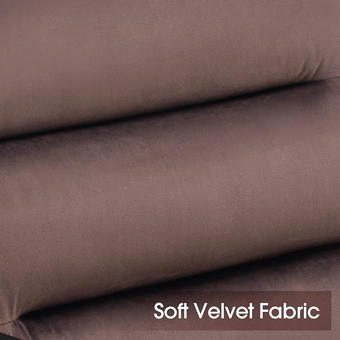 MCombo Modern Accent Chair, Velvet Club Chair, Upholstered Armchair for Small Space, Living Room & Office Reception, Fabric 4747 4750 (Chair, Brown)