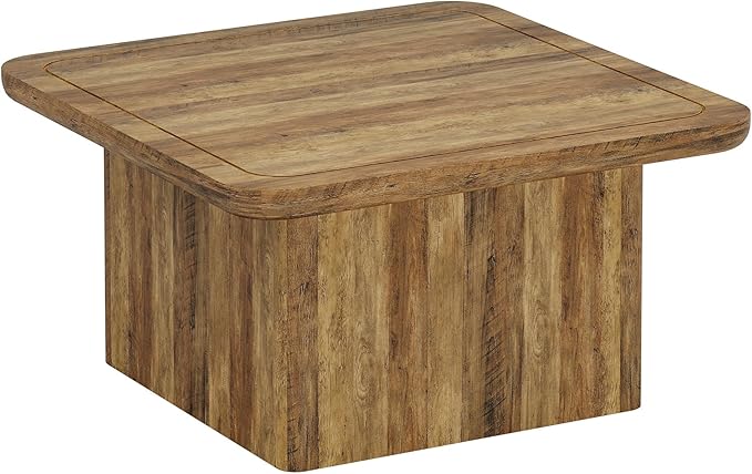 Tribesigns 31.5" Rustic Square Coffee Table, Farmhouse Wood Grain Living Room Center Table, Sturdy Cocktail Table with Thick Legs, Modern Vintage Accent Table, Easy Assembly, Brown