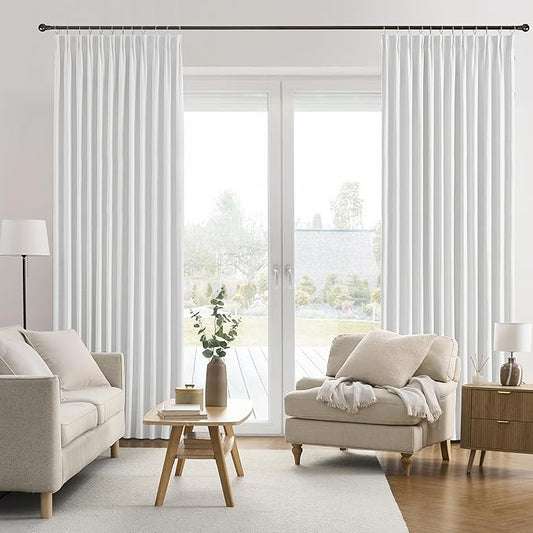 Snow White Blackout Curtains Back Tab 2 Panels 50 x 96 Inches Long 2 Panels Set for Living Room Bedroom Dining Room Playroom