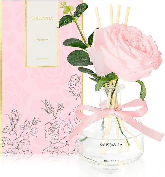 Reed Diffusers Set, 7.10 oz Rose Water Scented Diffuser with 7 Sticks, Long Lasting Home Fragrance for 120 Days, Perfect for Bathroom, Shelf Decor, Air Fresheners