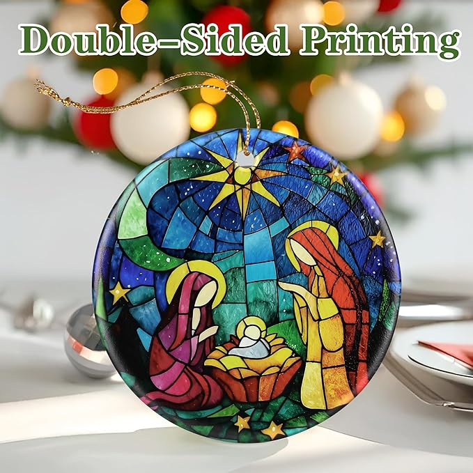 Nativity Scene Ornament: Christmas Ornaments, Religious Christmas Decorations for Tree, Catholic Ornament & Christian Holiday Decor | Religious Gifts, Christian Gifts - Design C