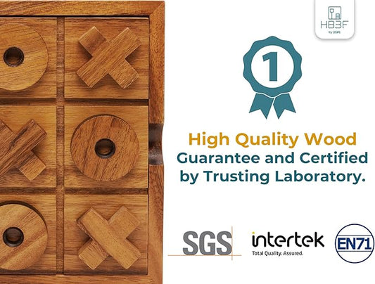 BSIRI Extra Large Tic Tac Toe Board Games - Ideal for Kids Games, Family Games and Game Night for Adults, Farmhouse Decor for Coffee Table Decor, Unique Gifts for All Occasion (8.6 Inch)