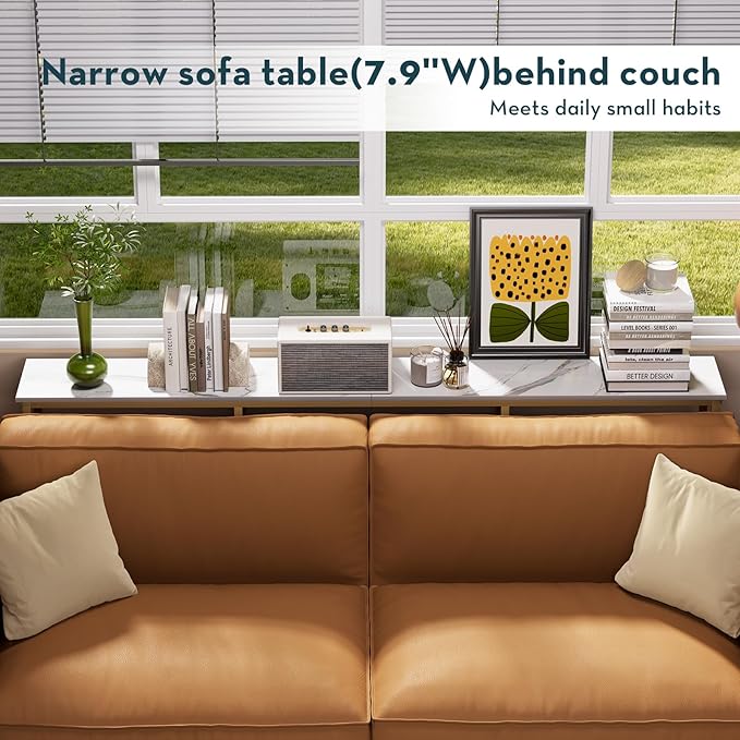 WOHOMO Gold Console Table,3-Tier Small Entryway Table for Hallway, Narrow Sofa Table Behind Couch for Living Room,Entrance(63 inch)