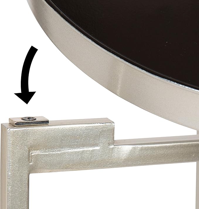 Kate and Laurel Celia Round Metal Foldable Tray Accent Table, 14" x 14" x 25.75", Black and Silver, Modern Minimalist Design and Magnetic Tabletop