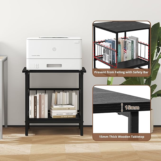 18" Square End Table, Modern Nightstand Side Table, Nightstand with Open Storage Shelf for Living Room, Heavy Duty Stand of Mini Beverage for Dorm, Kitchen Room, Black