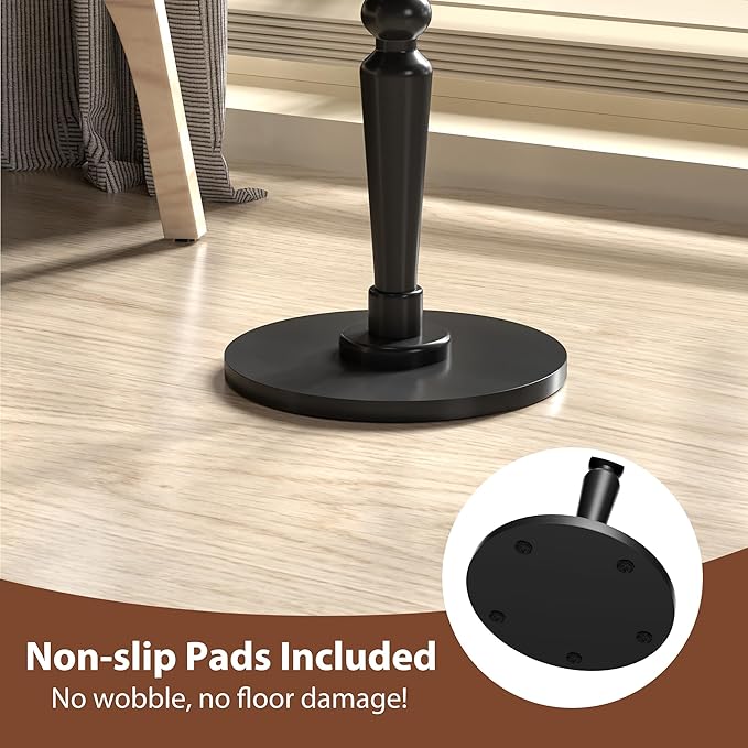 Round Side Table for Livingroom, Bedroom - Small Accent End Table Nightstand with Solid Wood Top and Pedestal Leg - Modern Drink Table for Small Spaces, Corners, Office