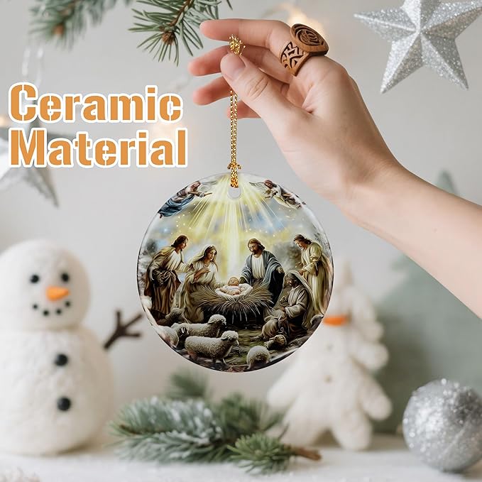 Nativity Scene Christmas Ornament, Jesus’ Birth Christmas Ornament, Holy Family Decoration, Religious Holiday Decor | Gifts for Christian, Gifts for Religious Women - Style C