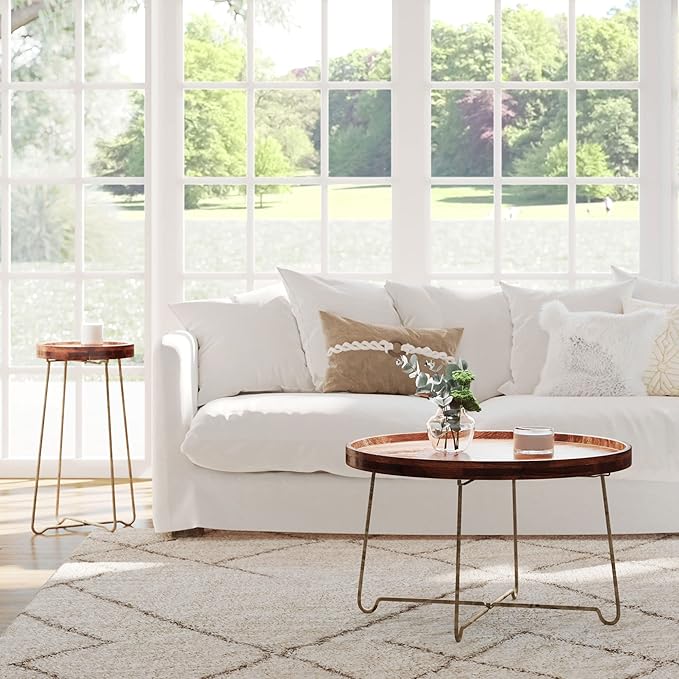 East at Main Aria Solid Mango Wood Tray Top Table (Side Table)