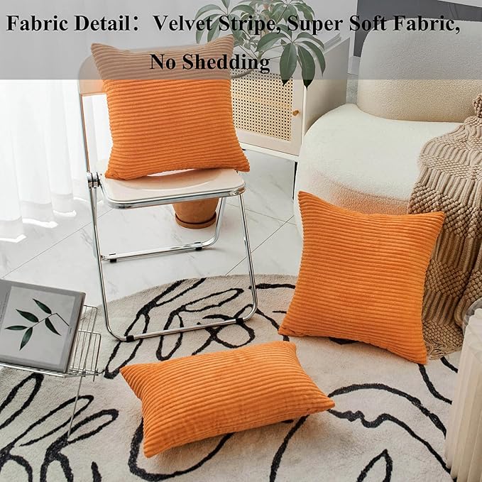 Home Brilliant Solid Accent Burnt Orange Pillow Covers Cases Solid Decorated Square Set of 2 Toss New Year Throw Pillow Covers for Couch Hoilday Party Decor Gift, 55cm, 22 x 22 Inch, Orange