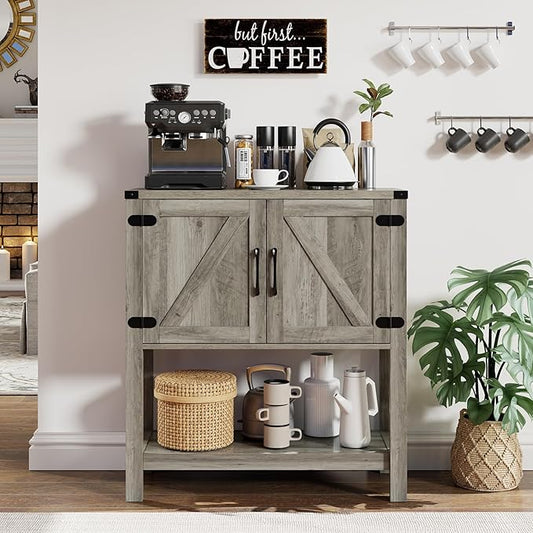 Console Table with 2-Door Cabinet Coffee Bar Cabinet Sofa Table,Entryway Table with Storage, Farmhouse Buffet Sideboard (Grey)