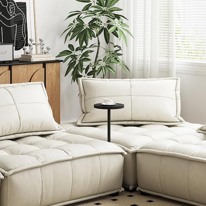 TUTOTAK Tall Round Side Table, Small End Table, Set of 2, Beside Table, Drink Table, Pedestal Side Table, livingroom, Black TB01BK0652